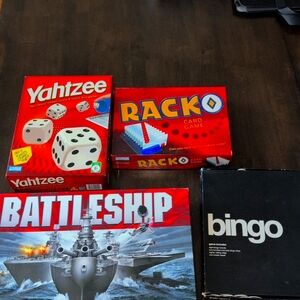 Lot Of 6 Board Games!Trivial Pursuit, Yahtzee, LIFE, Battleship, Bingo,Racko